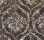 Mustertapete Barock-Ornament Schwarz-Beige - 10,05 m x 0,53 m