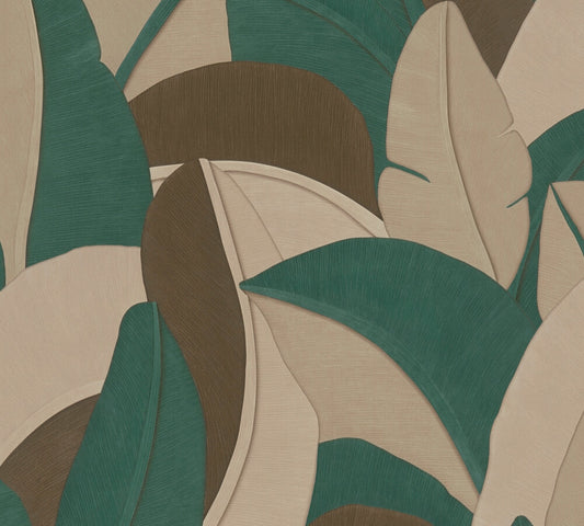 Livingwalls Vibes & Styles Isabelle - Golden Canopy Palmenblätter Beige Braun - 10,05 m x 0,53 m