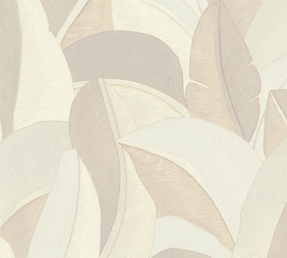 Mustertapete Bananenblätter Sand-Beige - 10,05 m x 0,53 m