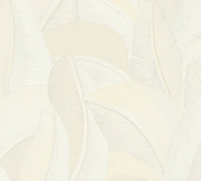 Livingwalls Vibes & Styles Isabelle - Golden Canopy Palmenblätter Weiß - 10,05 m x 0,53 m