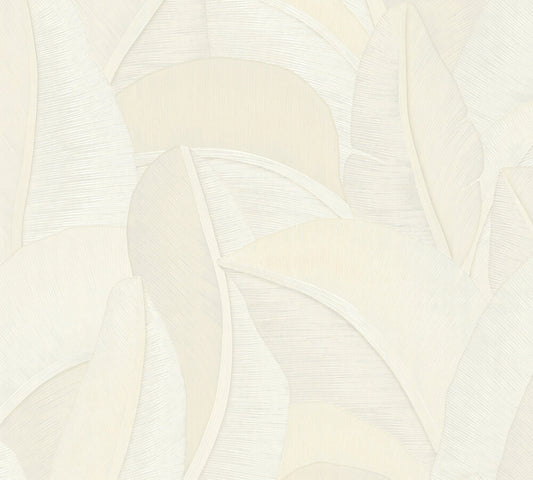 Livingwalls Vibes & Styles Isabelle - Golden Canopy Palmenblätter Weiß - 10,05 m x 0,53 m