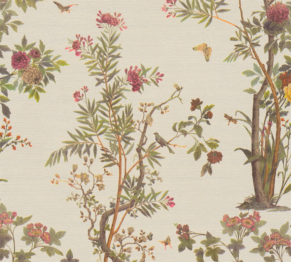 Mustertapete Flora & Fauna Beige-Bunt - 10,05 m x 0,53 m