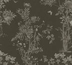 Mustertapete Flora & Fauna Schwarz-Grau - 10,05 m x 0,53 m