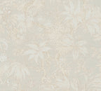 Mustertapete Tropische Flora Beige-Grau - 10,05 m x 0,53 m