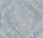 Mustertapete Barock-Ornament Taubenblau - 10,05 m x 0,53 m