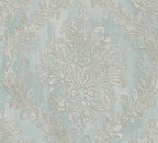 Mustertapete Barock-Ornament Pastellblau - 10,05 m x 0,53 m