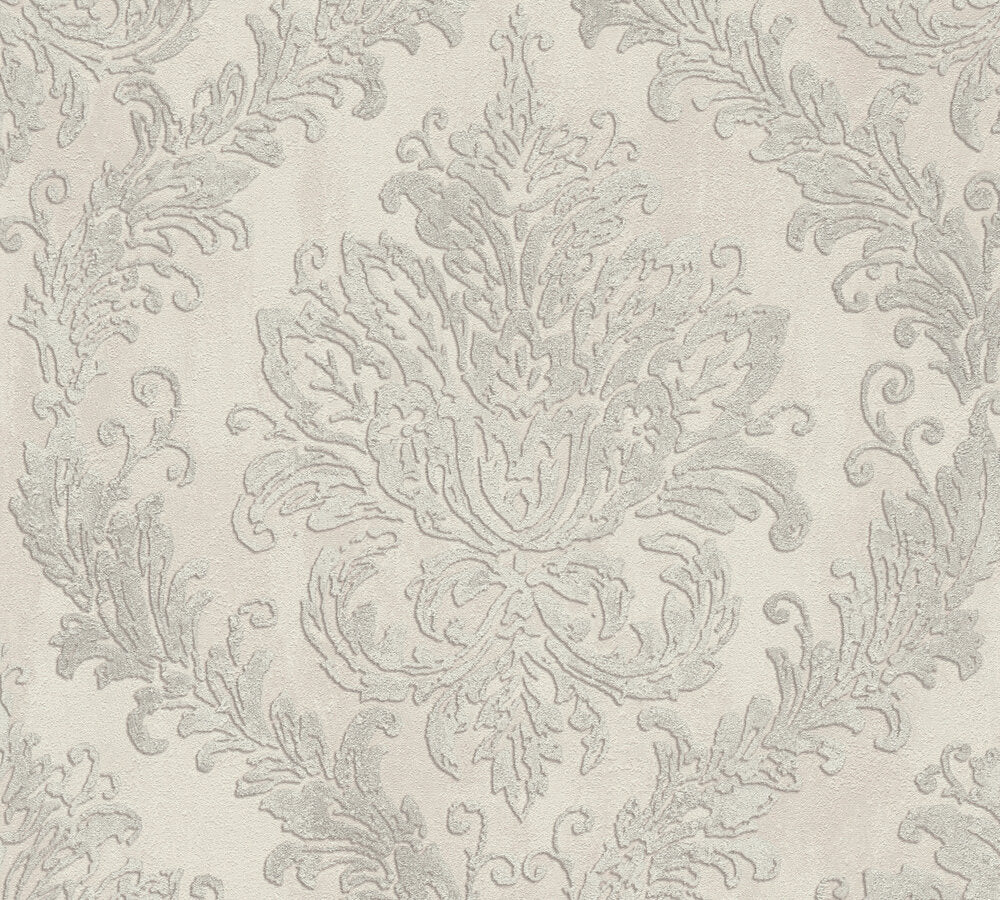 Mustertapete Barock-Ornament Cremeweiß - 10,05 m x 0,53 m