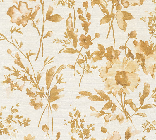 Livingwalls CosmoLiving Petal Poetry-Unfold Blüten Gold - 10,05 m x 0,53 m