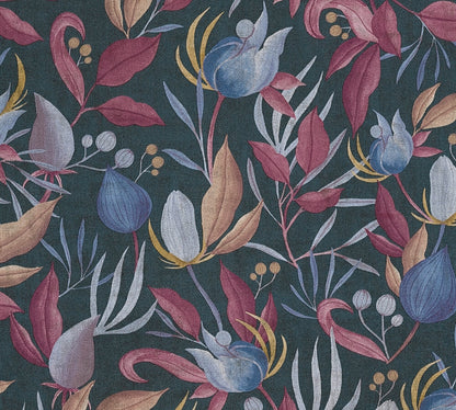 Livingwalls CosmoLiving Still Bloom-Poetry Blüten Blau Rot - 10,05 m x 0,53 m
