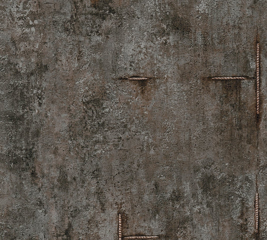 Livingwalls CosmoLiving Graphite Groove-Edge Industrial Schwarz - 10,05 m x 0,53 m