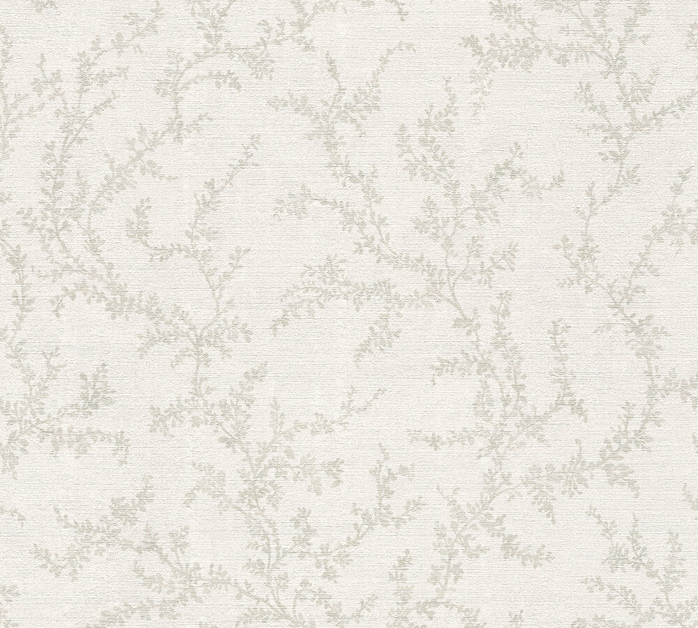 Mustertapete Zarte Blattranken Hellbeige - 10,05 m x 0,53 m
