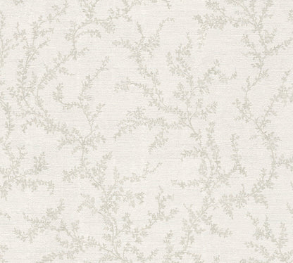 Mustertapete Zarte Blattranken Hellbeige - 10,05 m x 0,53 m