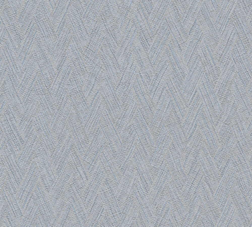 Mustertapete Fischgrät-Weboptik Taubenblau - 10,05 m x 0,53 m