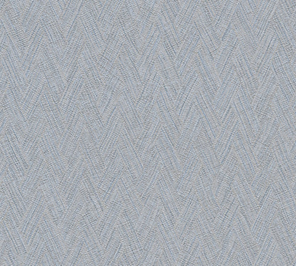 Mustertapete Fischgrät-Weboptik Taubenblau - 10,05 m x 0,53 m