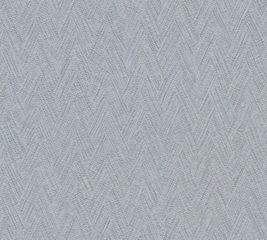 Strukturtapete Fischgrät-Weboptik Taubenblau