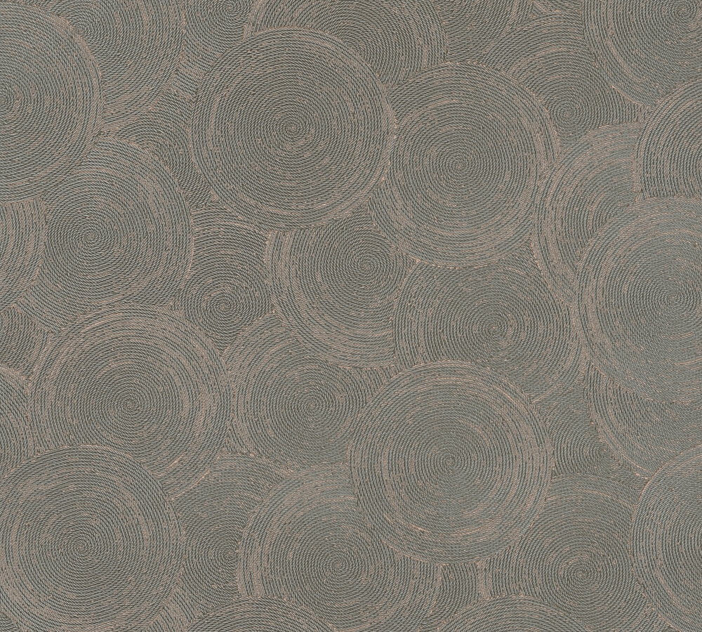 Mustertapete Seil-Spiralen Anthrazit - 10,05 m x 0,53 m
