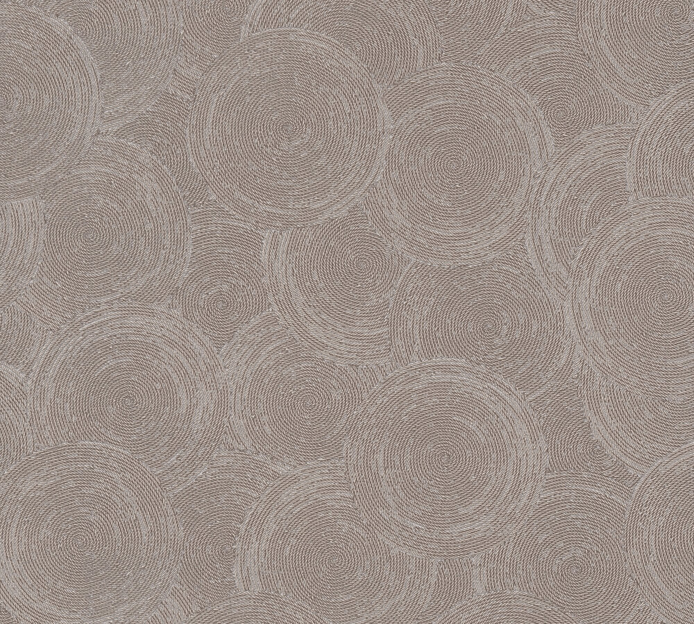 Mustertapete Seil-Spiralen Taupe - 10,05 m x 0,53 m