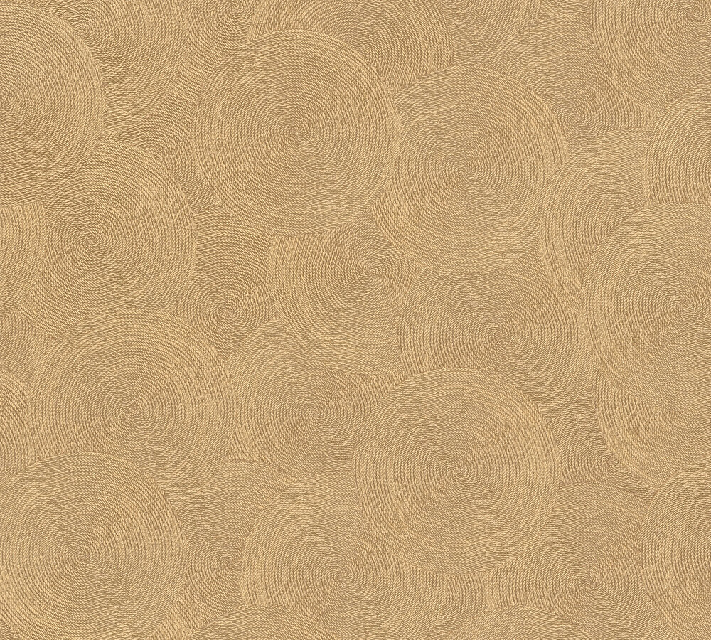 Mustertapete Seil-Spiralen Gold-Beige - 10,05 m x 0,53 m