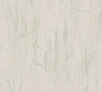 Mustertapete Gräser-Silhouette Mint-Grau - 10,05 m x 0,53 m