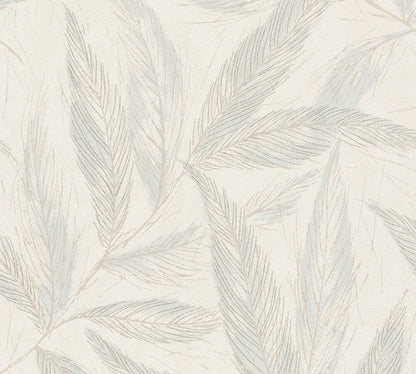 Mustertapete Farn-Blätter Mint-Beige - 10,05 m x 0,53 m