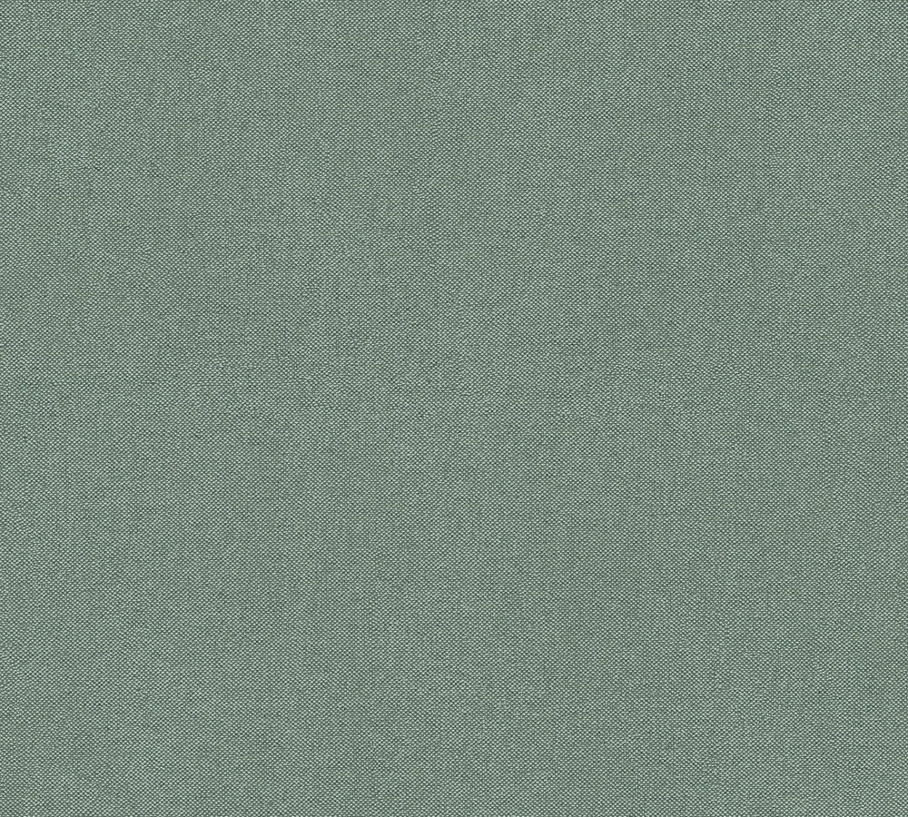 Mustertapete Leinen-Optik Smaragd-Grau - 10,05 m x 0,53 m
