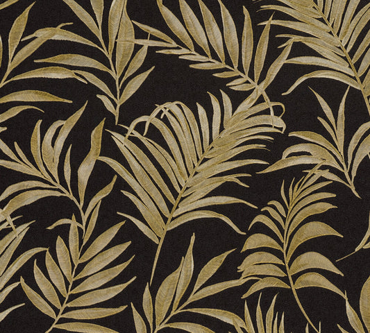 Livingwalls CosmoLiving Midnight Botanica-Mystery Palmenblätter Schwarz Gold - 10,05 m x 0,53 m