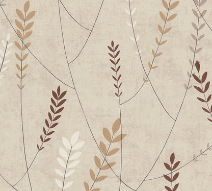 Mustertapete Gräser Beige-Braun - 10,05 m x 0,53 m