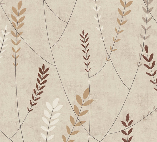 Strukturtapete Gräser Beige-Braun