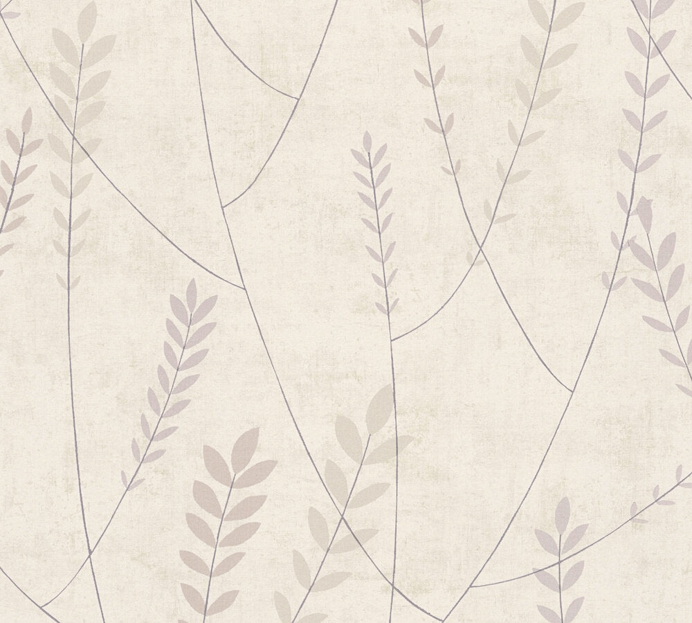 Mustertapete Gräser Creme-Mauve - 10,05 m x 0,53 m