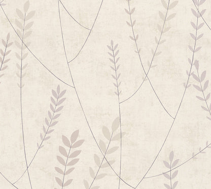 Mustertapete Gräser Creme-Mauve - 10,05 m x 0,53 m