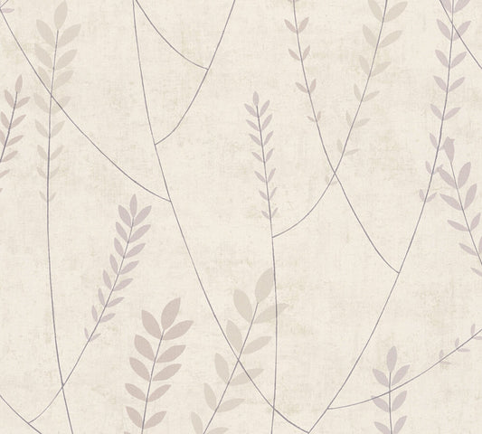 Strukturtapete Gräser Creme-Mauve