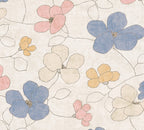 Mustertapete Florale Linienzeichnung Pastell - 10,05 m x 0,53 m