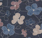 Mustertapete Florale Linienzeichnung Dunkelblau - 10,05 m x 0,53 m