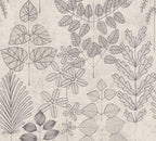 Mustertapete Farn & Blätter Grau-Beige - 10,05 m x 0,53 m