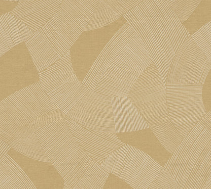 Mustertapete Geometrische Bögen Gold-Ocker - 10,05 m x 0,53 m
