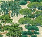 Mustertapete Japanische Bäume Grün - 10,05 m x 0,53 m