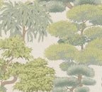 Mustertapete Japanische Bäume Salbeigrün - 10,05 m x 0,53 m