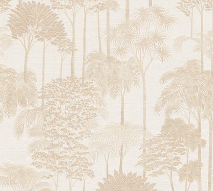 Mustertapete Dschungel-Silhouette Beige - 10,05 m x 0,53 m