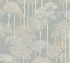 Mustertapete Dschungel-Silhouette Graublau - 10,05 m x 0,53 m
