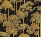 Mustertapete Dschungel-Silhouette Schwarz-Gold - 10,05 m x 0,53 m