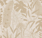 Mustertapete Tropische Blätter Beige - 10,05 m x 0,53 m