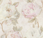 Mustertapete Pfingstrosen Pastellrosa & Creme - 10,05 m x 0,53 m
