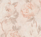 Mustertapete Pfingstrosen Pastellorange & Creme - 10,05 m x 0,53 m