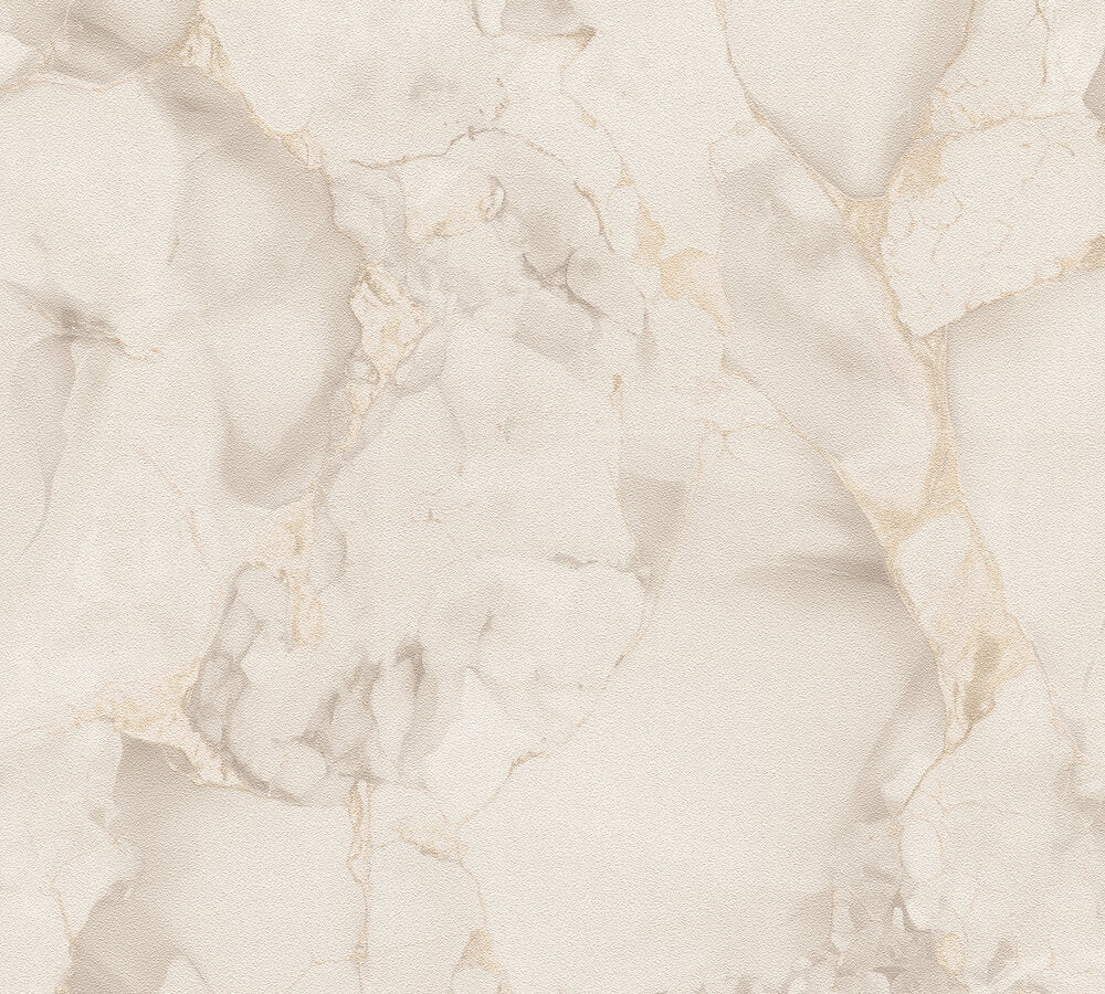 Mustertapete Marmor-Optik Creme & Gold - 10,05 m x 0,53 m