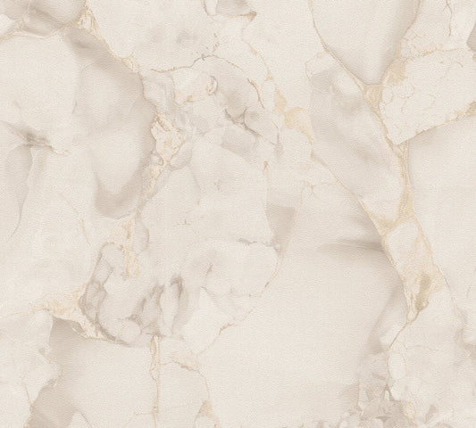 Strukturtapete Marmor-Optik Creme & Gold