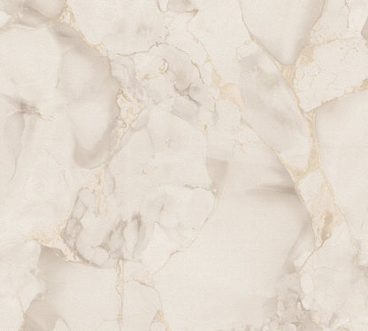 Mustertapete Marmor-Optik Creme & Gold - 10,05 m x 0,53 m