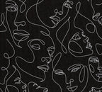 Mustertapete Gesichter Line-Art Weiß & Schwarz - 10,05 m x 0,53 m