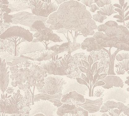 Mustertapete Japanische Landschaft Altrosa - 10,05 m x 0,53 m