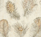 Mustertapete Federn Beige-Braun - 10,05 m x 0,53 m