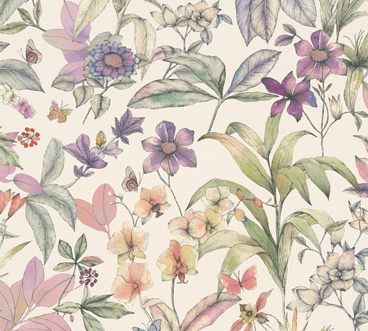 Strukturtapete Florale Träumerei Pastell